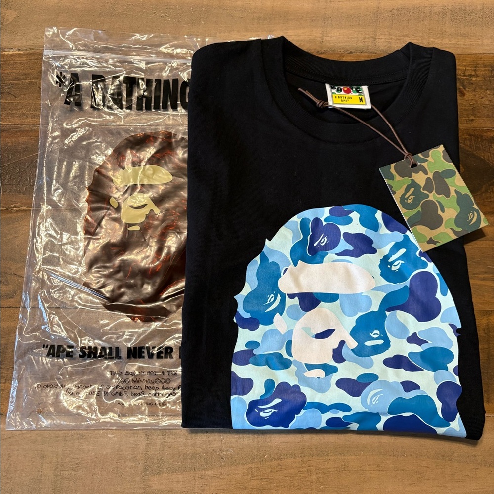A Bathing Ape Blue Camo Short Sleeve Tee